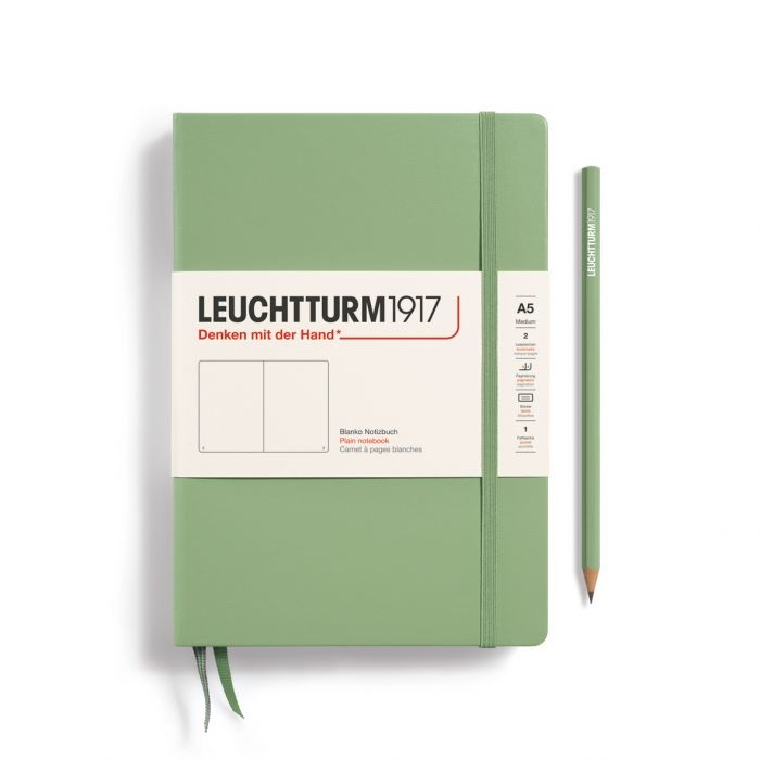 L NOTEBOOK HC A5 MED PLAIN SAGE 251P
