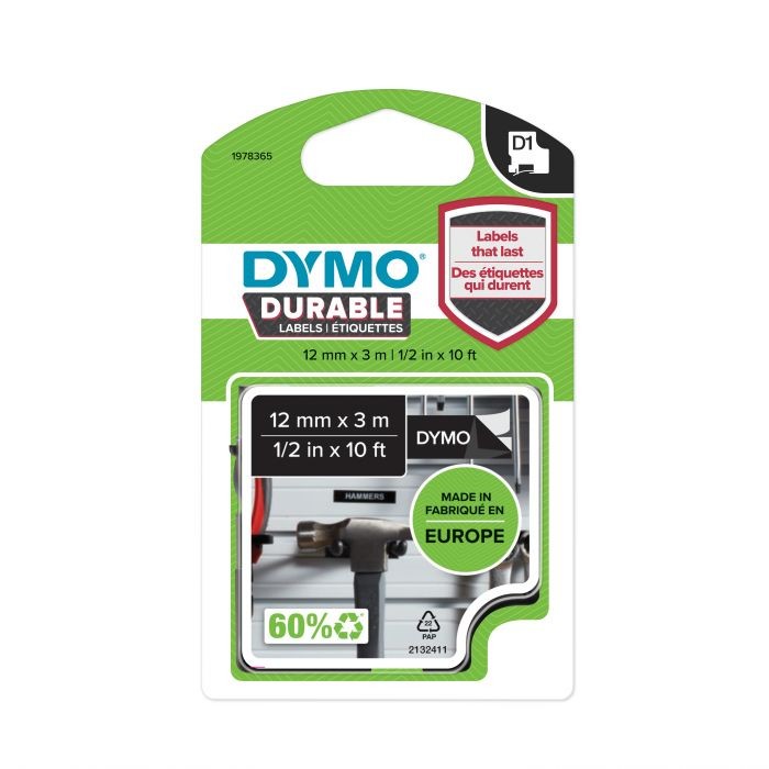 D 1978365 D1 DURABLE ΤΑΡΕ 12mx3M WHTonBLK