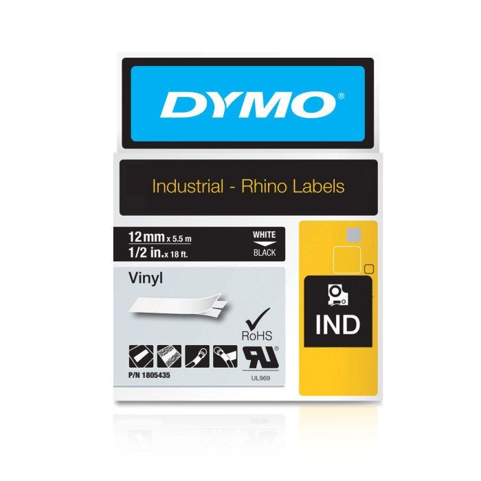 RHINO 1805435 12mm VINYL WHITEonBLACK