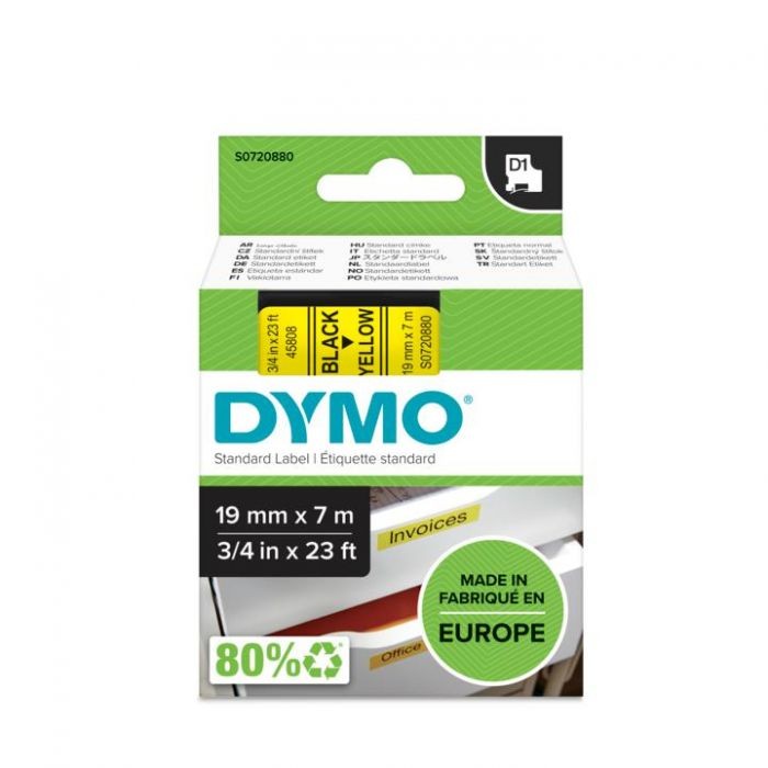 D 45808 D1 ΤΑΡΕ 19mx7M BLACK on YELLOW