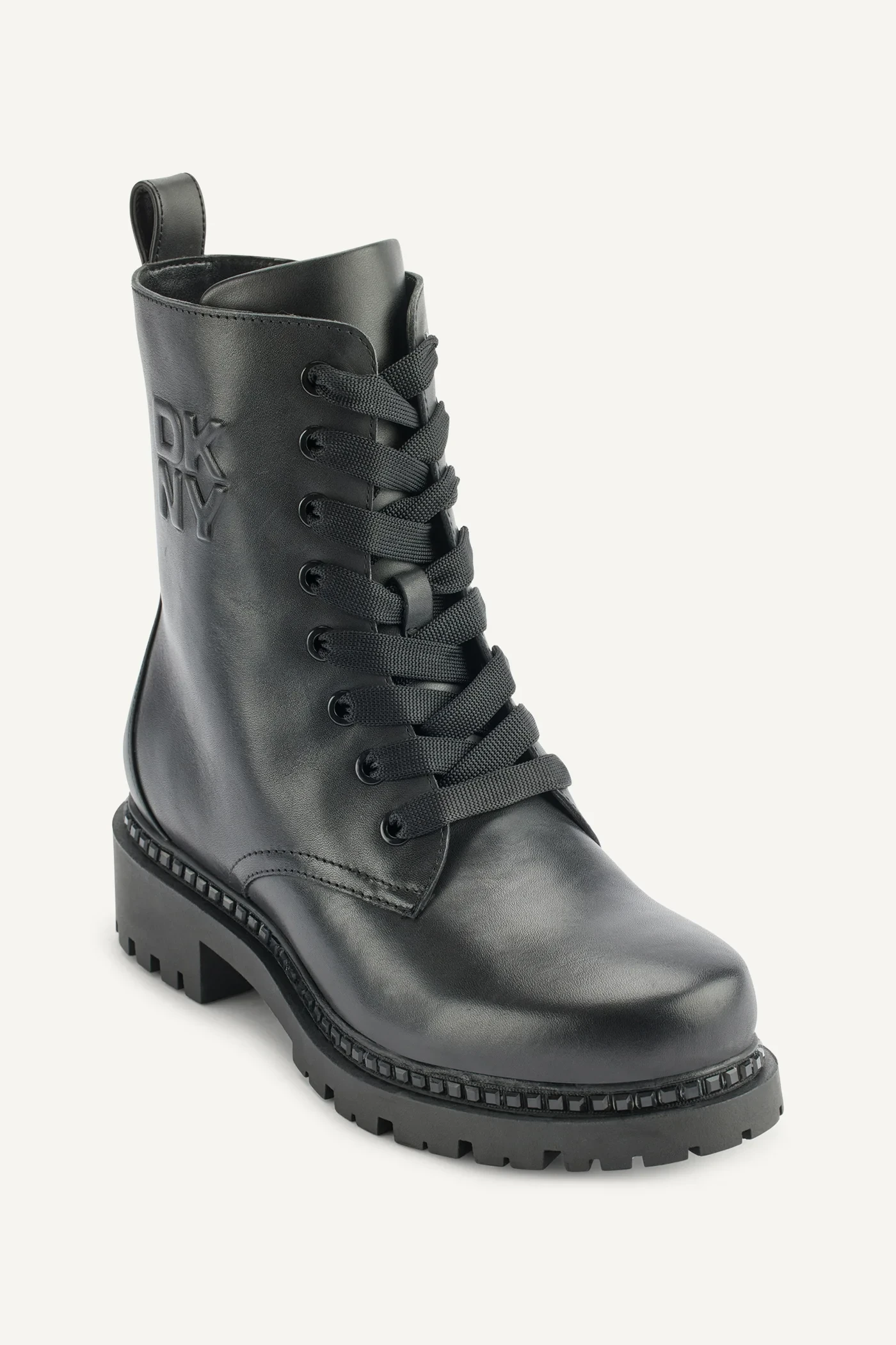 DKNY Rommily Γυναικεία Αρβυλάκια Δερμάτινα Μαύρα με Χοντρό Χαμηλό Τακούνι K4433012-BLK