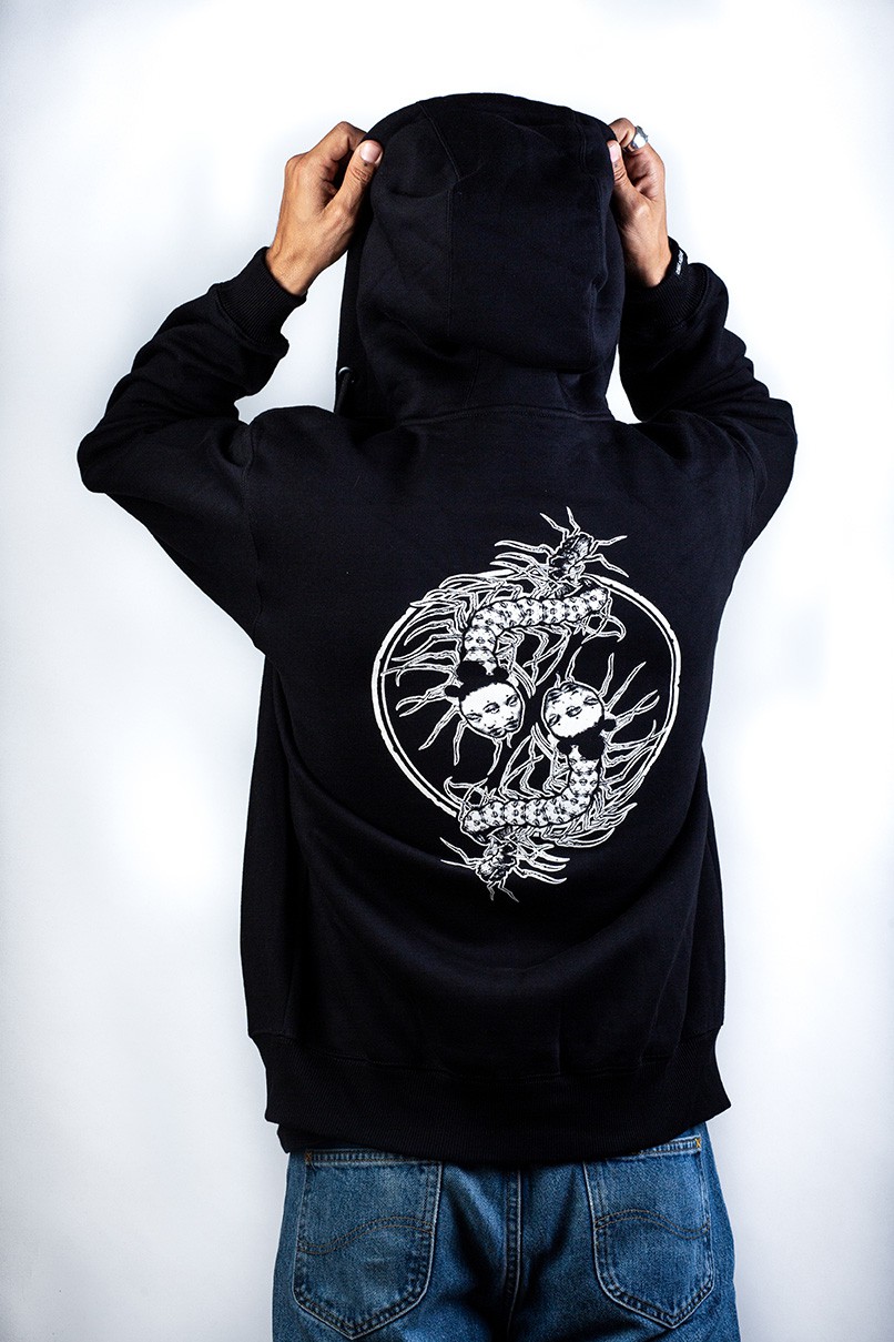 Chaotic equilibrium zipper hoodie