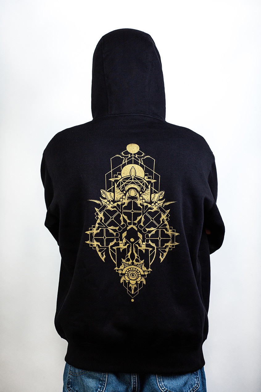 Constructive chaos golden ink zipper hoodie