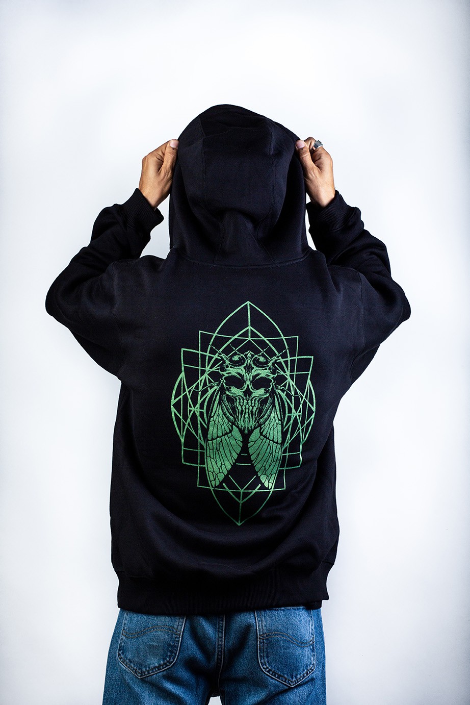 Gloomy entities metallic print zipper hoodie 