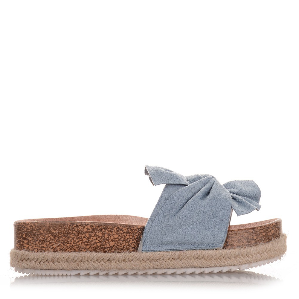 Γυναικεία Σουέντ flatforms σε γαλάζιο χρώμα Famous