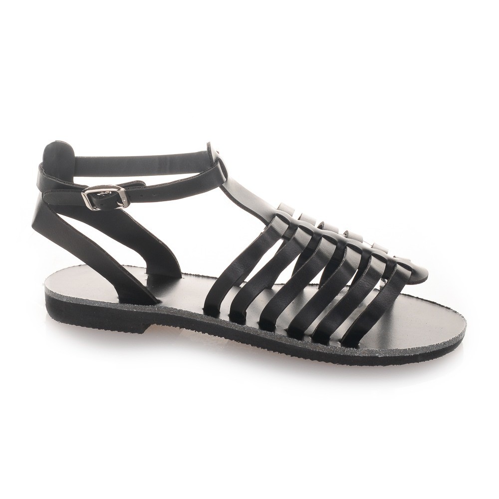 Σανδάλια Flat Μαύρα τύπου Gladiator Famous