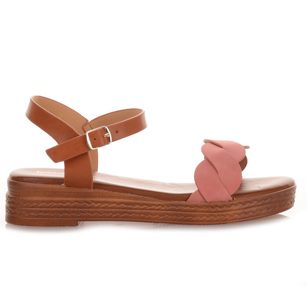 Ροζ Flatforms με πλεκτή φάσα Famous