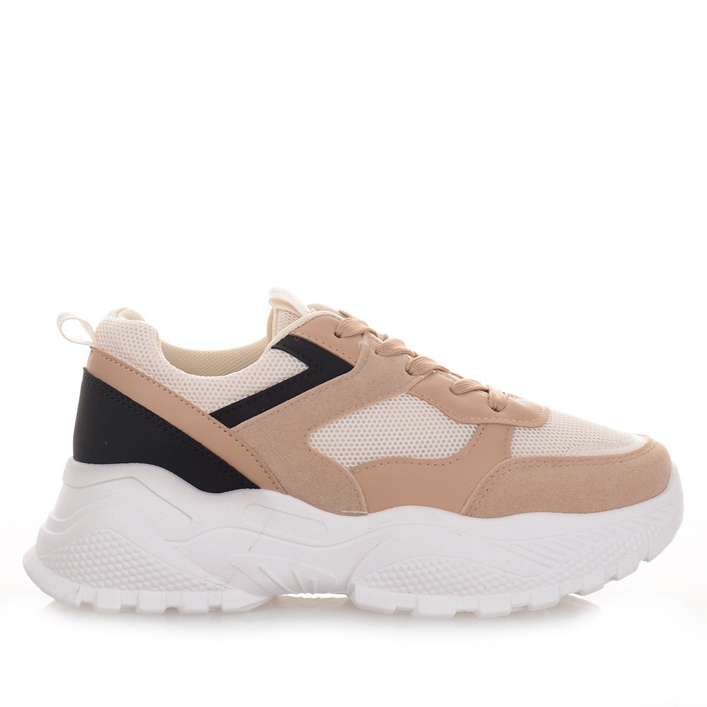 Chunky γυναικεία sneakers σε χακί χρώμα Famous