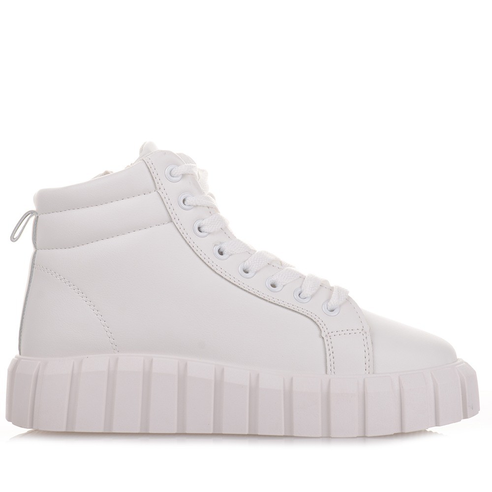 Γυναικεία Λευκά Μποτάκια Sneakers Famous