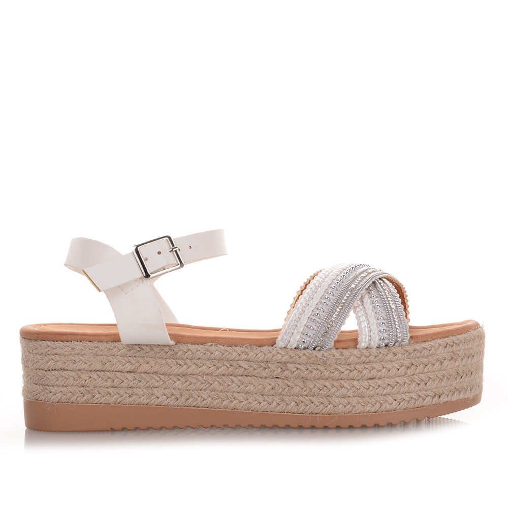 Flatforms σε άσπρο χρώμα με χιαστί φάσα Famous