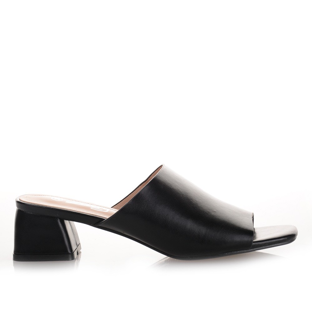 Μαύρα Mules με Χοντρό Τακούνι Famous