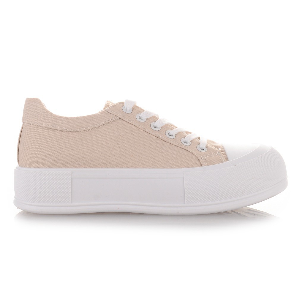 Γυναικεία μπεζ sneakers τύπου All star Famous