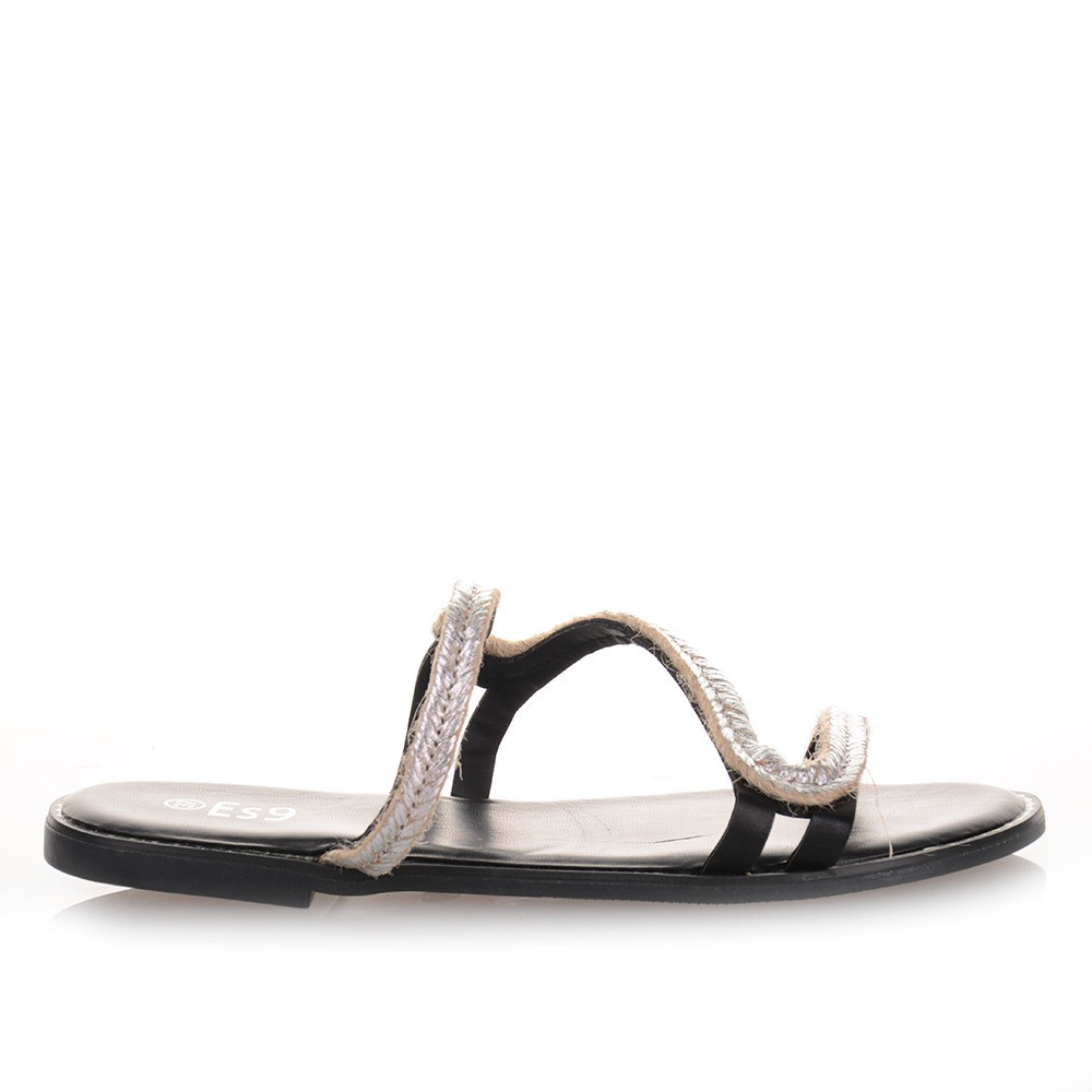 Μαύρα Flat Γυναικεία Σανδάλια Famous
