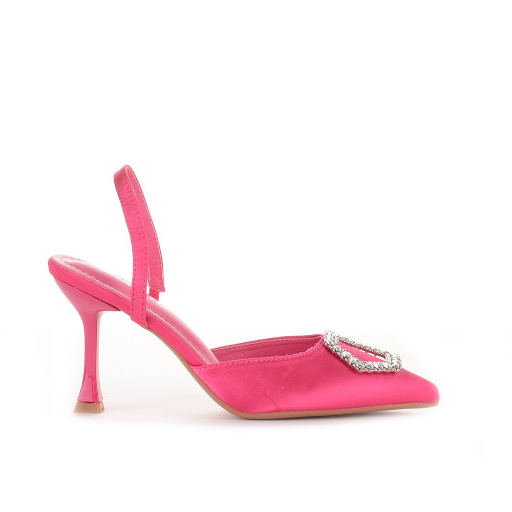 Γυναικείες εξώφτερνες γόβες σε φούξια χρώμα Famous