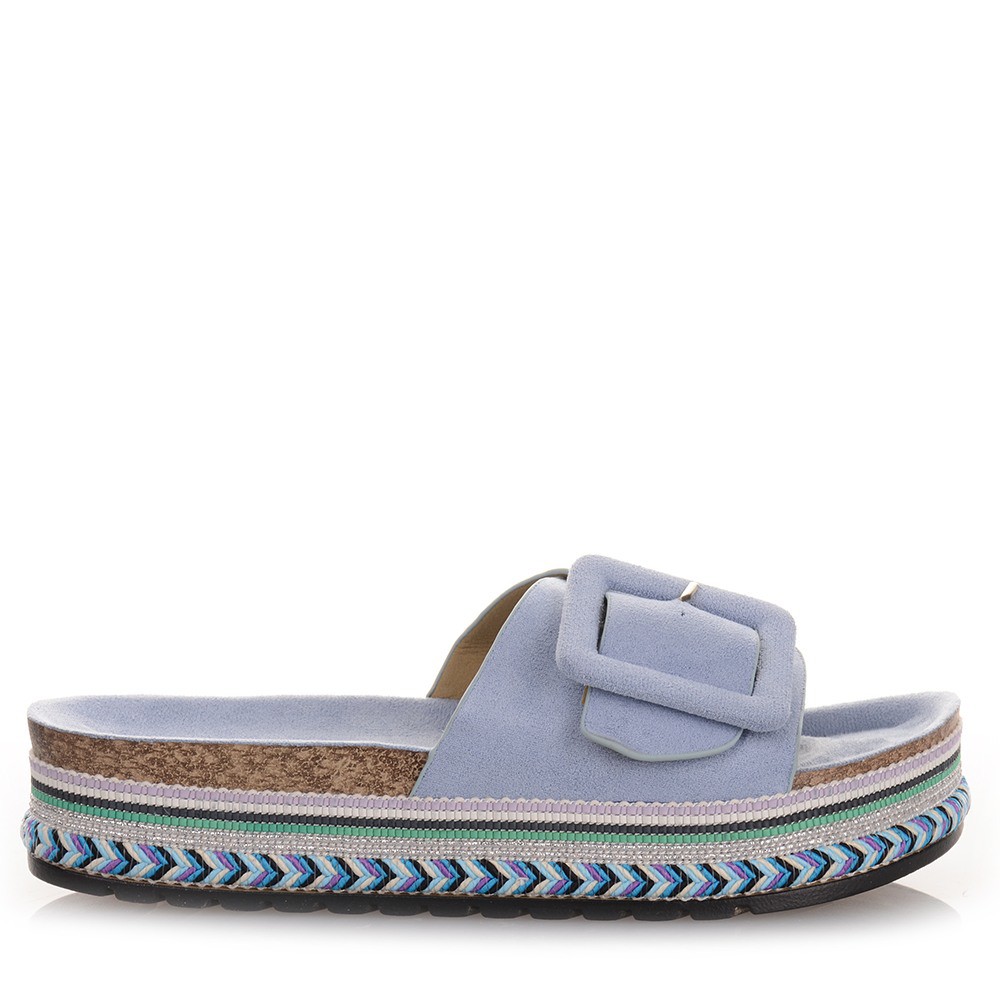 Flatforms σουέντ σε ανοιχτό μπλε χρώμα Famous