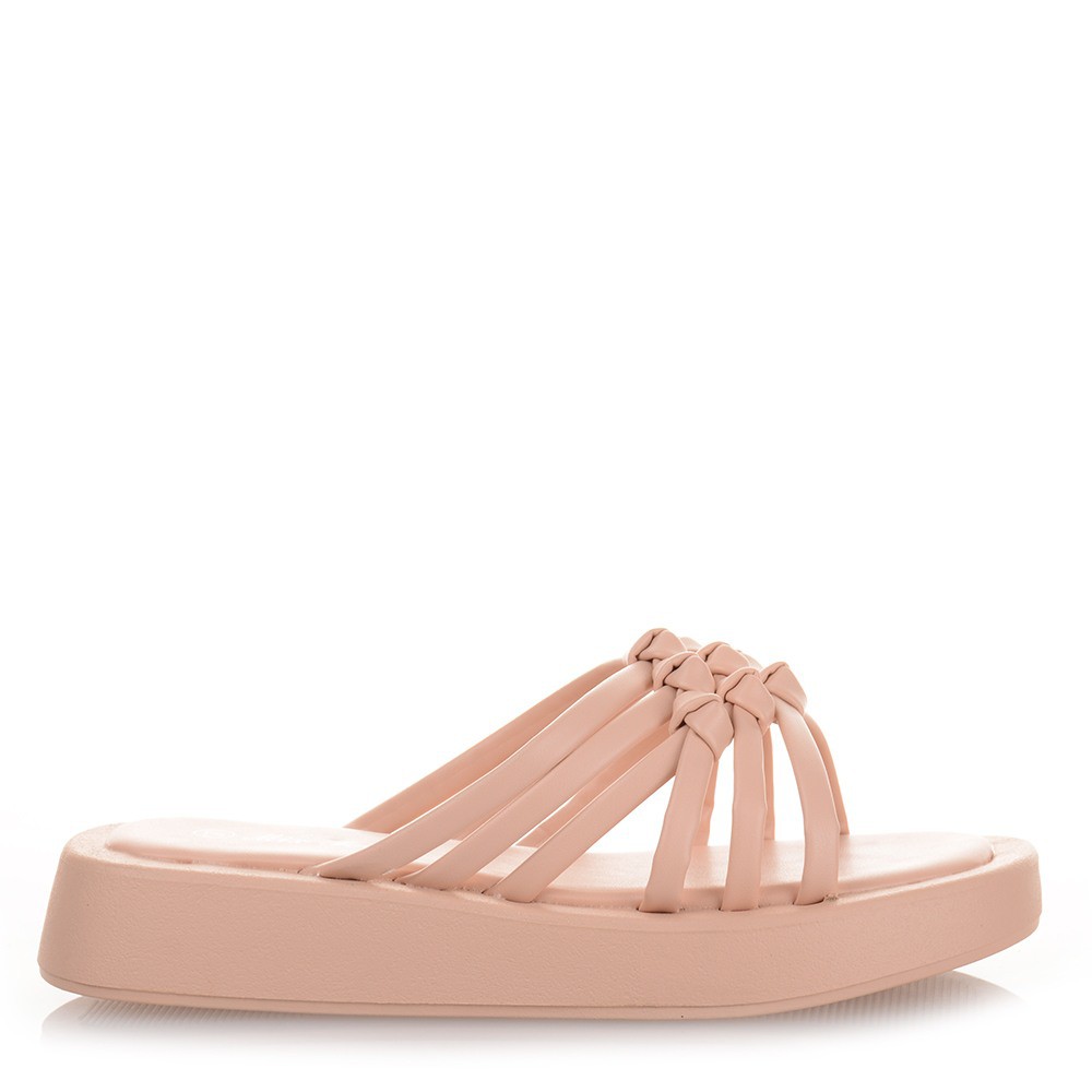 Μπεζ Σανάλια με Λουράκια Famous