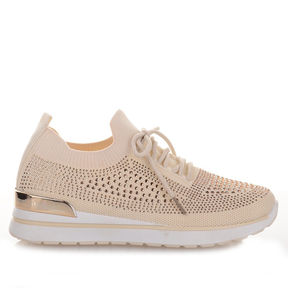 Γυναικεία sneakers κάλτσα σε μπεζ χρώμα Famous