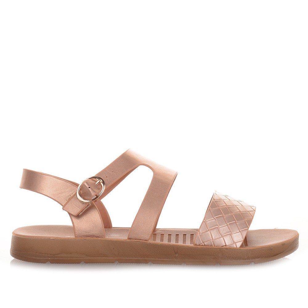 Γυναικεία σανδάλια σε σαμπανιζέ χρώμα Famous