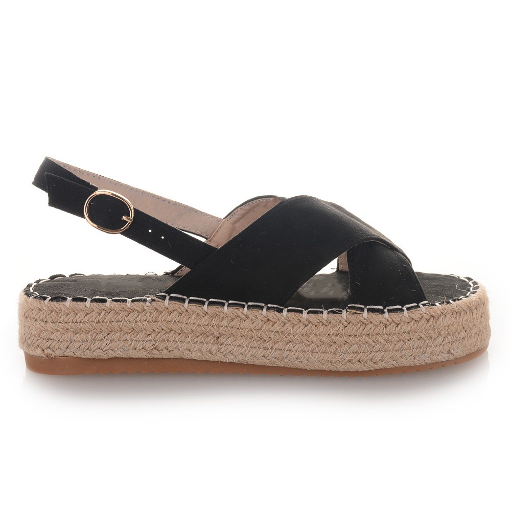 Γυναικεία flatforms με χιαστί φάσα και λουράκι Famous