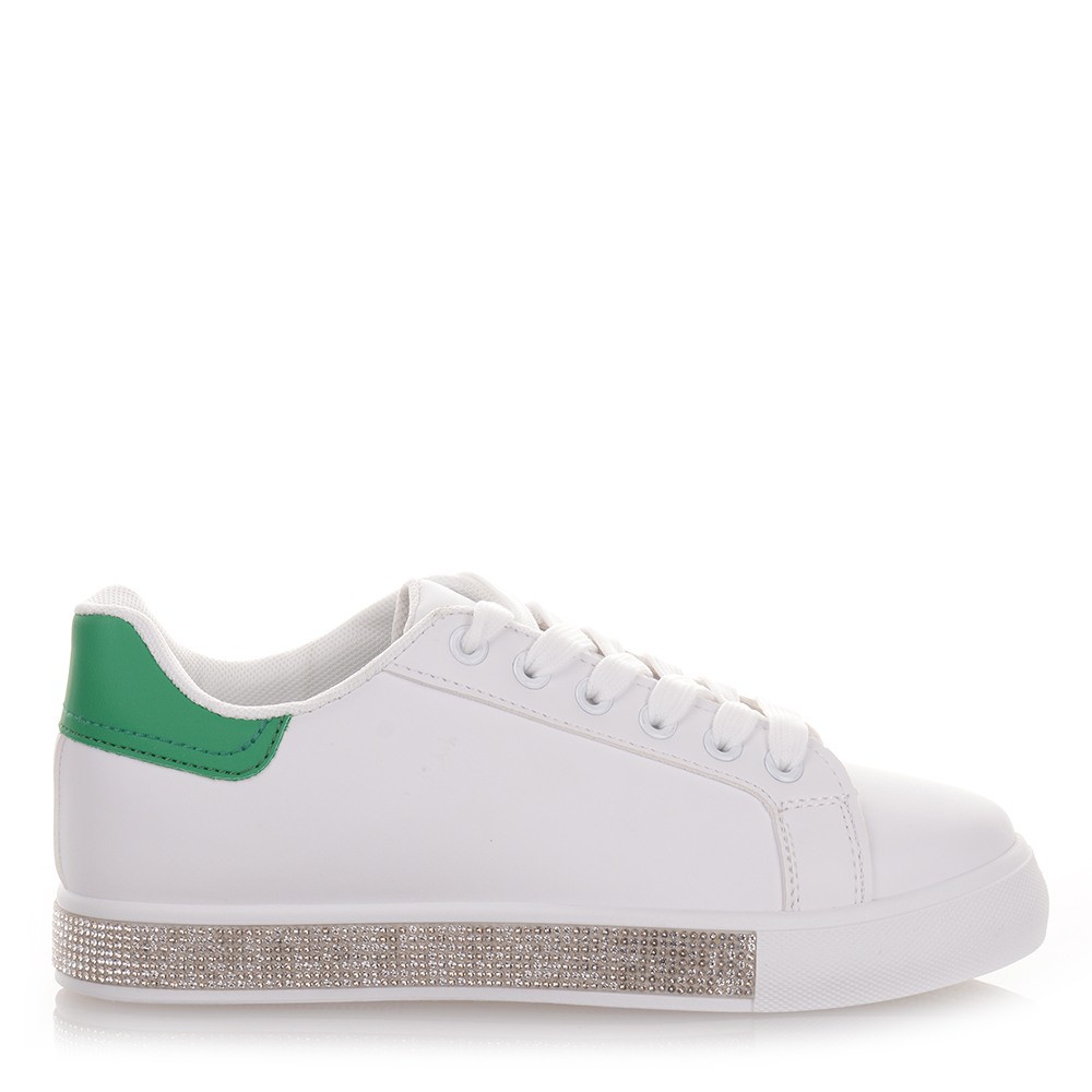 Λευκά Γυναικεία Sneakers με Στρας Famous