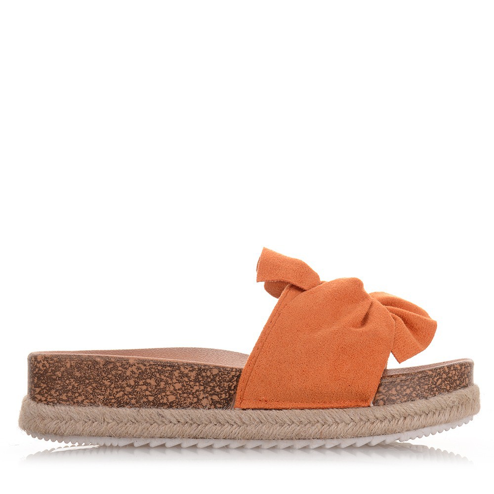Γυναικεία Σουέντ flatforms σε πορτοκαλί χρώμα Famous