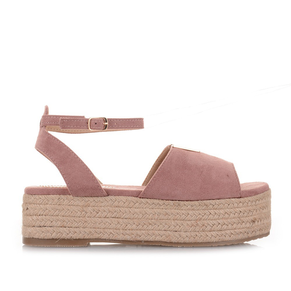 Γυναικεία flatforms σε σκούρο ροζ  χρώμα Famous