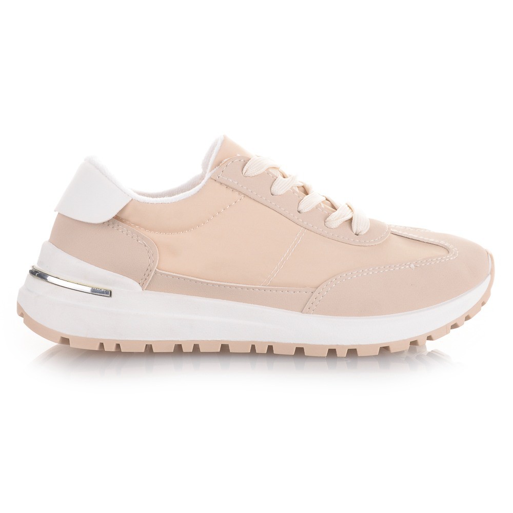 Υφασμάτινα sneakers σε μπεζ χρώμα Famous