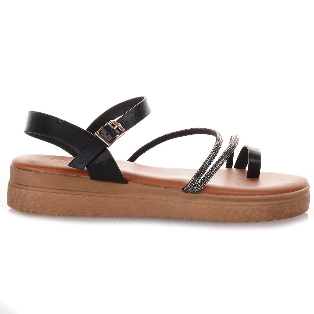 Μαύρα Flatforms με Στρας Famous
