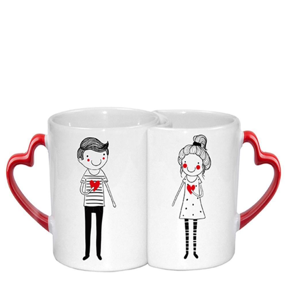 MUG 11oz. Heart  handle - Set