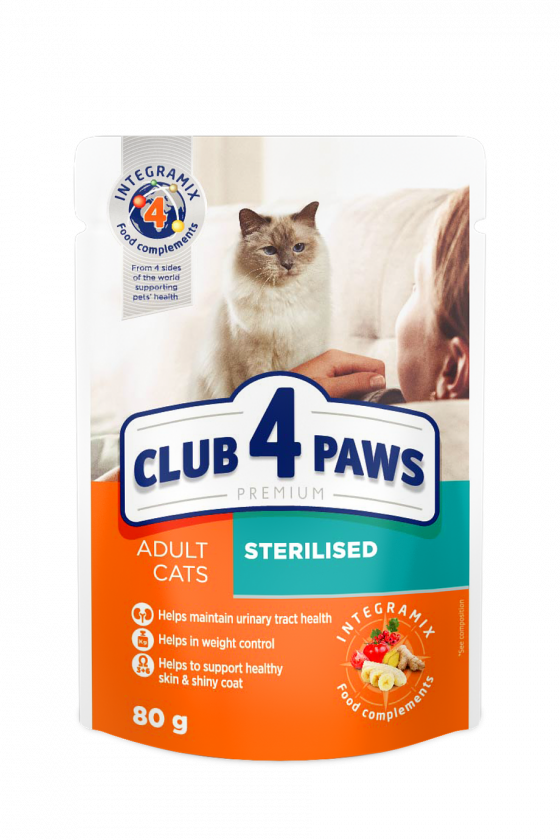 Club 4 Paws Sterilised Κοτόπουλο σε Σάλτσα 24x80gr