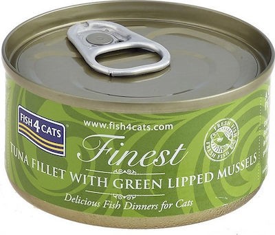 Fish4Cats Κονσέρβα Γάτας Finest Φιλέτο Τόνου με Πράσινα Μύδια 5x70gr