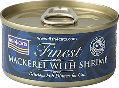 Fish4Cats Κονσέρβα Γάτας Finest Σκουμπρί με Γαρίδα 5x70gr