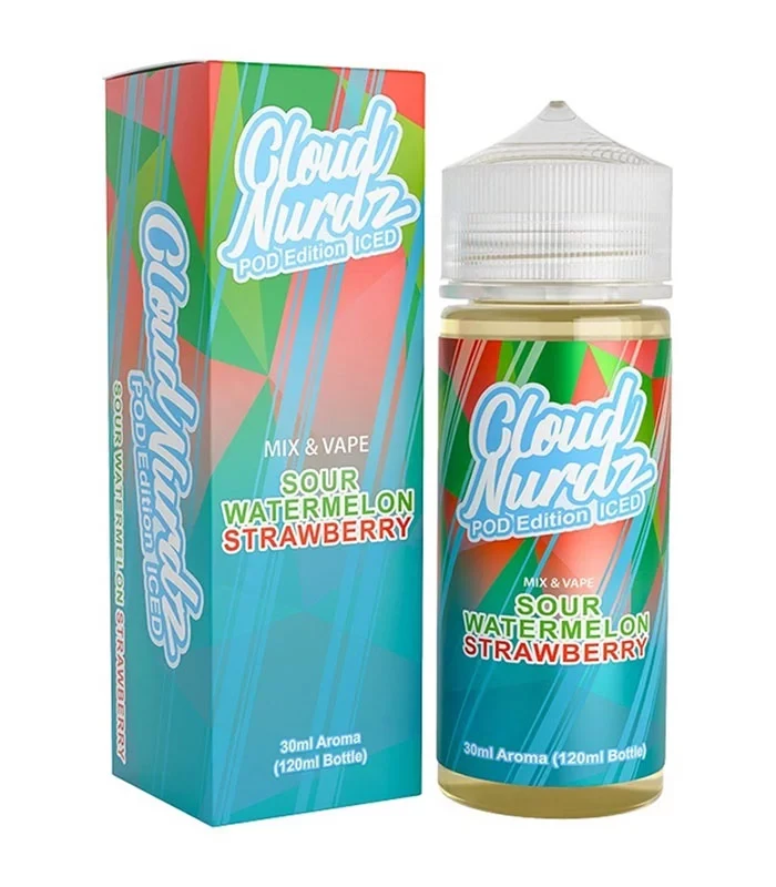 Cloud Nurdz Sour Watermelon Strawberry Pod Edition Iced 30ml/120ml-8c0d0e