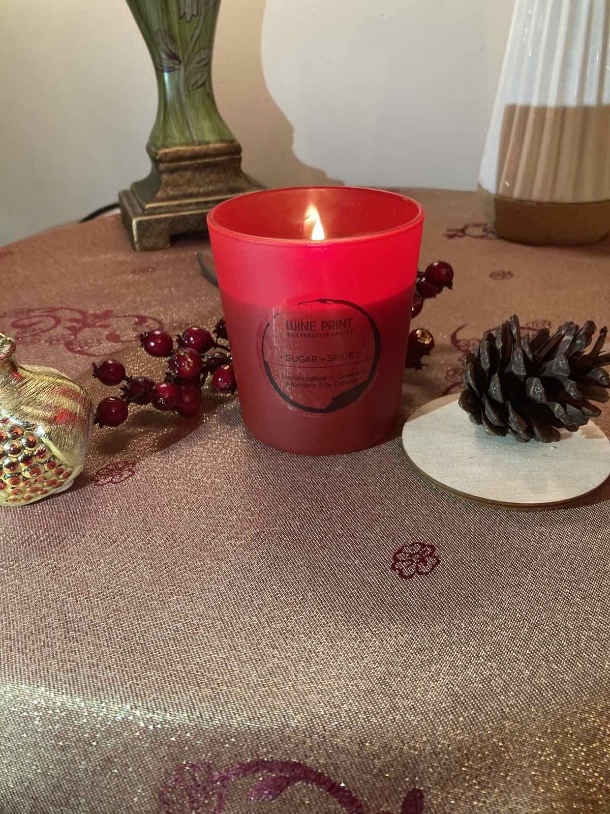 Sugar and spice red ceramic cup