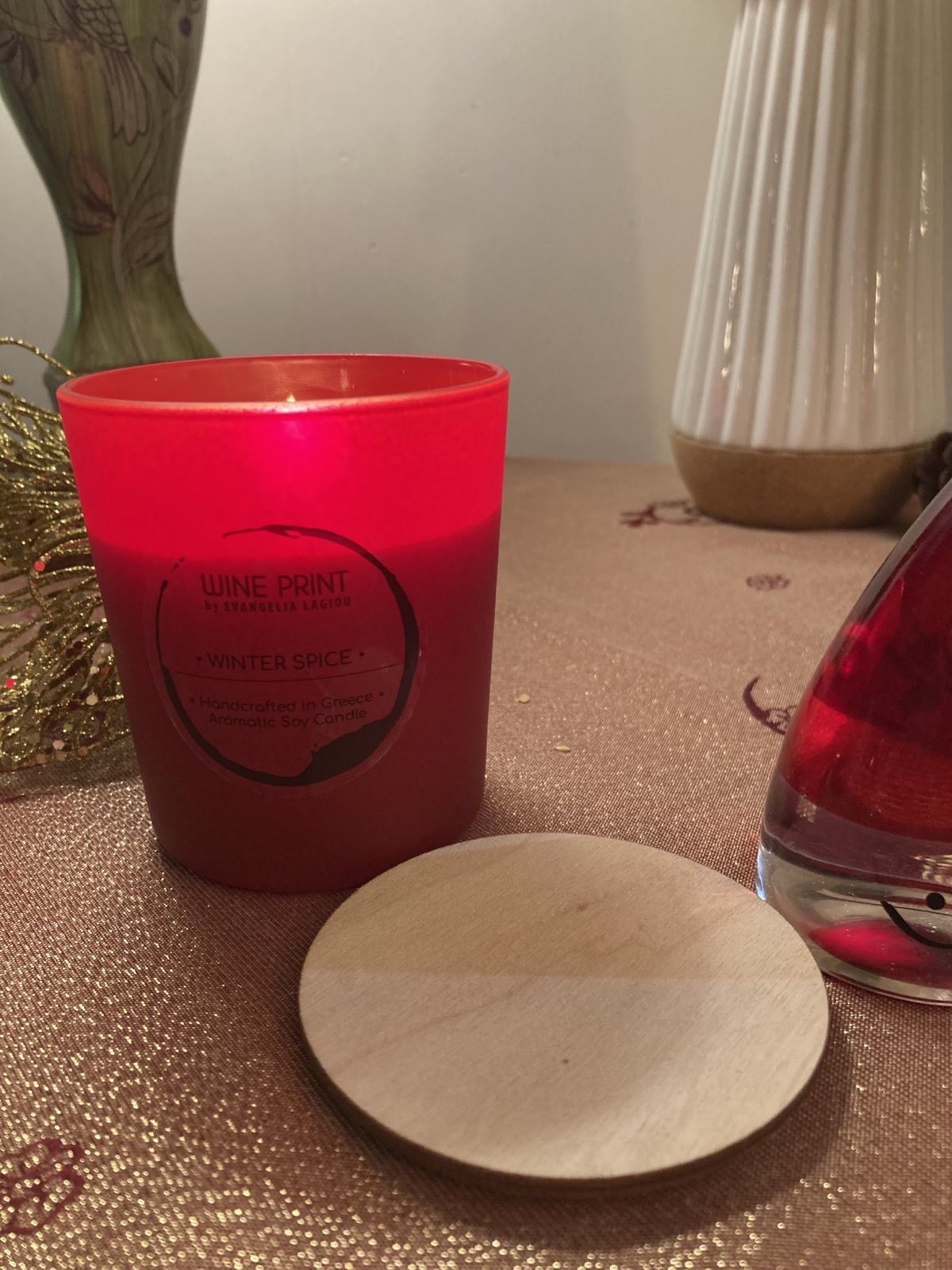Winter spice red ceramic cup
