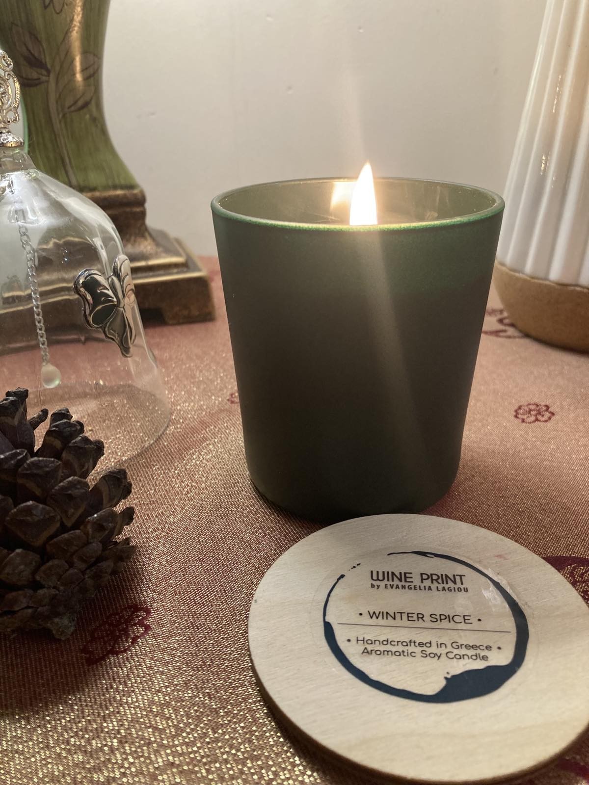 Winter spice dark green ceramic cup