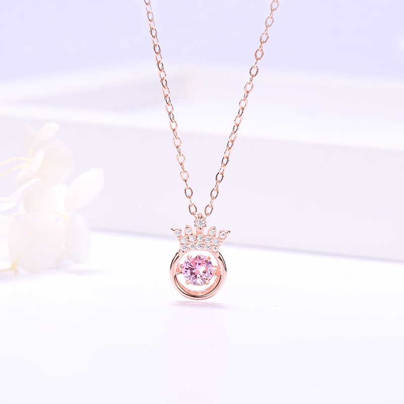 "Stema" S925 Rosegold Cultured Diamond Necklace