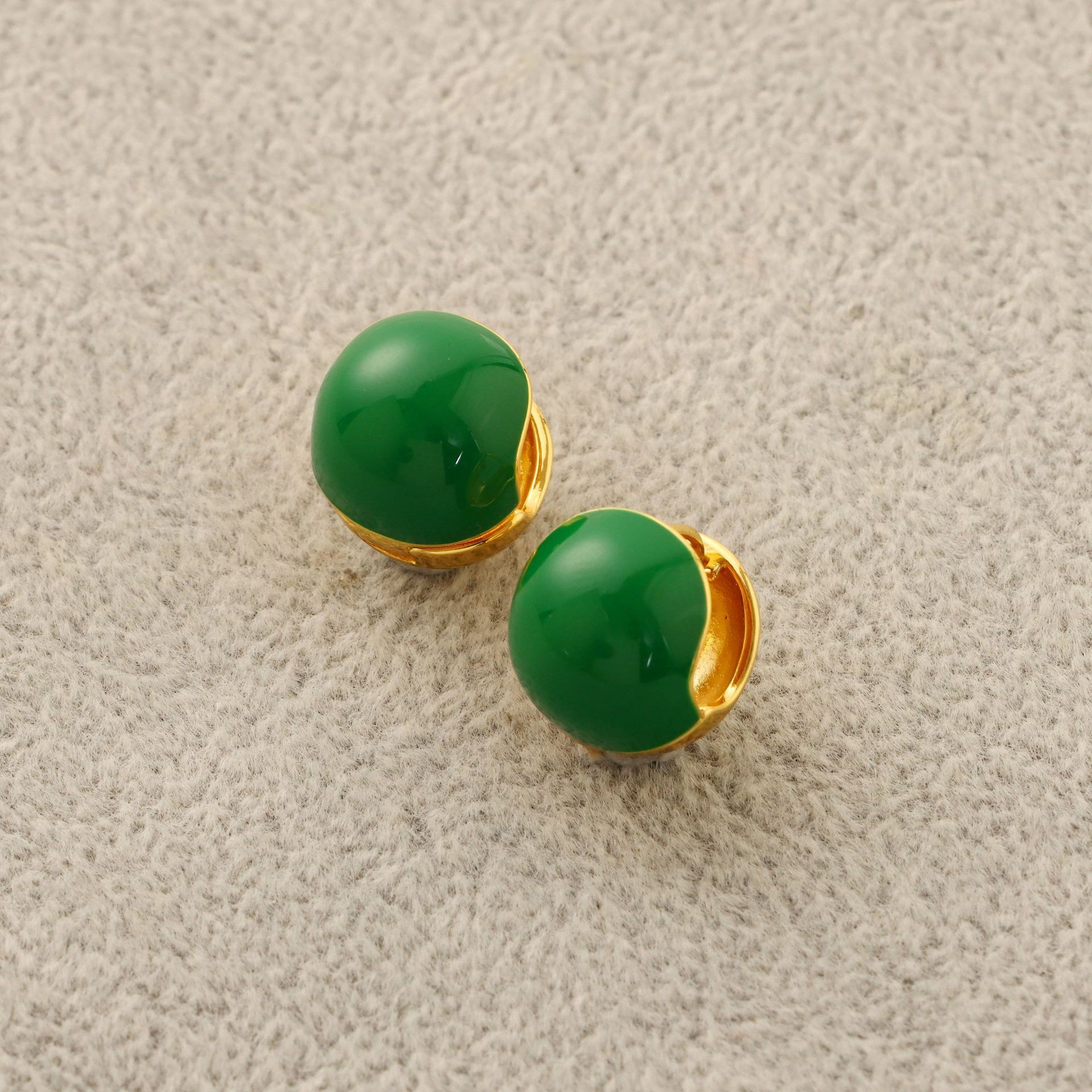 "Achaia" Green 18K Golden Statement Earrings