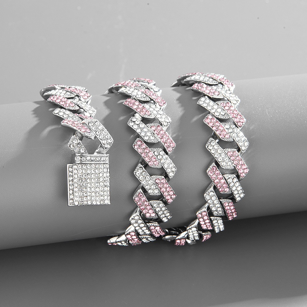 "Apollo" Pink Rhinestones Alloy Silver-plated Necklace