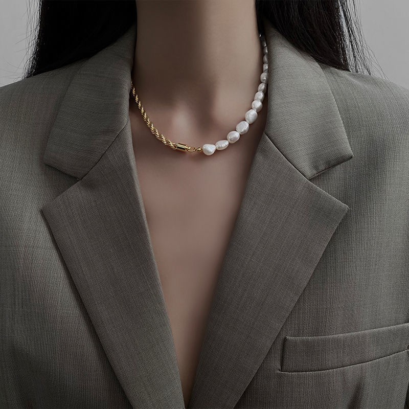 Arlette" Baroque Pearls Gold-plated Fashionista Necklace