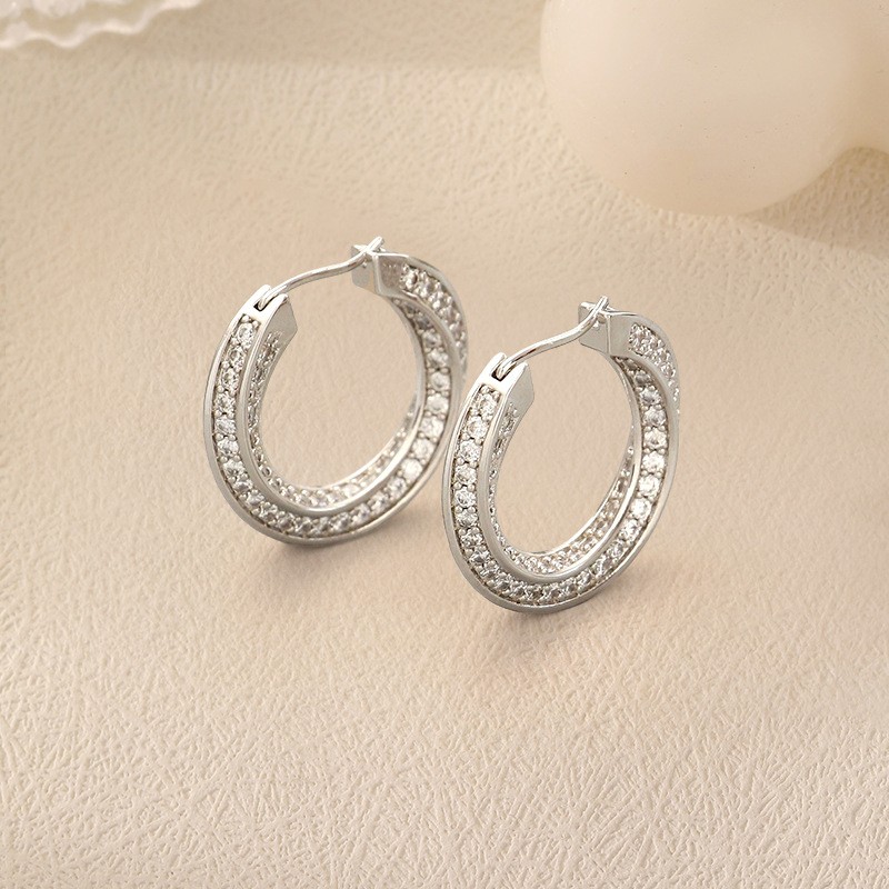 "Silvia" Silver-plated Zircon Fashion Hoops