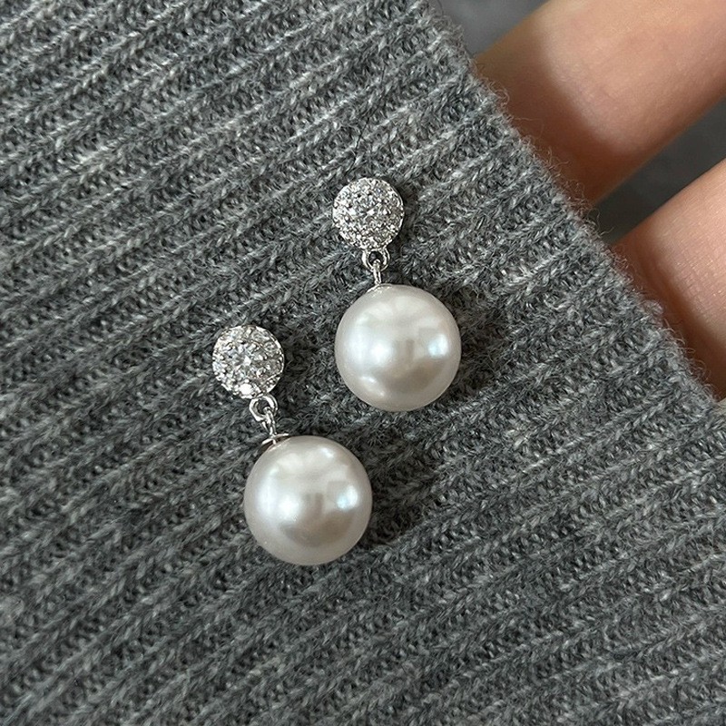 "Pilar" White Pearl S925 Zircon Earrings