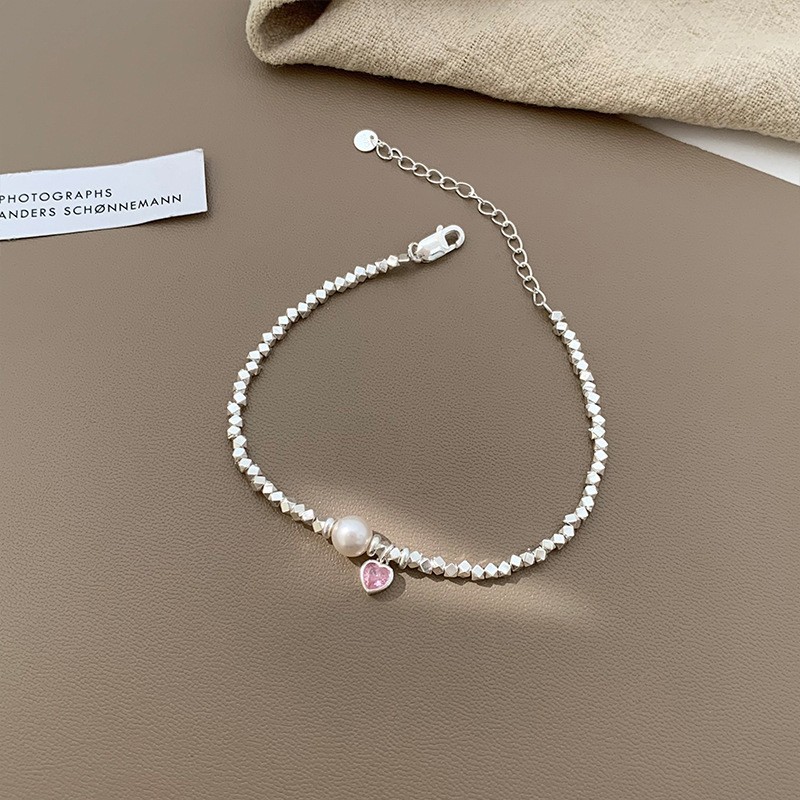 "Roseanne" Pink Zircon Silver 925 Bracelet