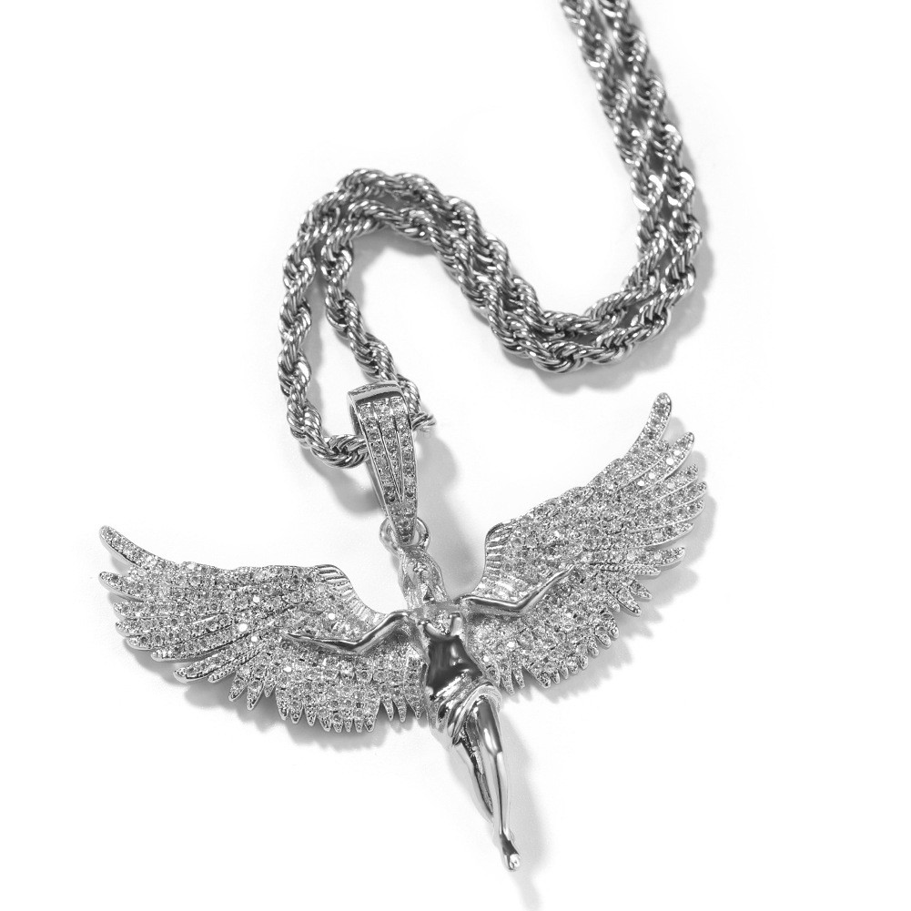 "Angelico" Zircon Silver Stainless Steel Unisex Necklace