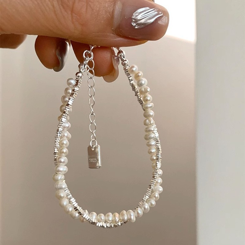 "Trésor" Silver 925 Pearl Double Bracelet