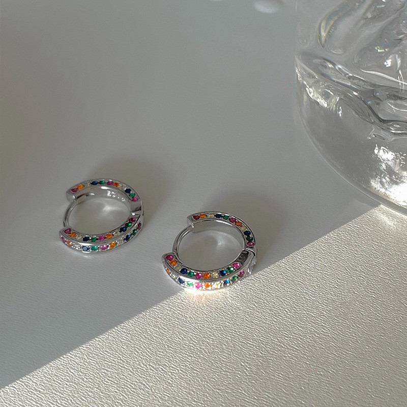 "Arc-en-Ciel" Colorful Zircon S925 Hoops