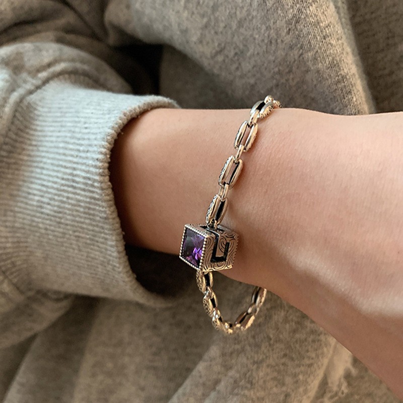"Gramme" Purple Zircon Silver 925 Bracelet