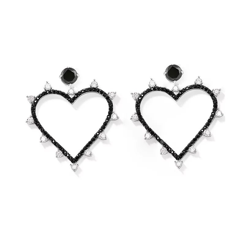 "Oscura" Zircon Heart Silver 925 Earrings
