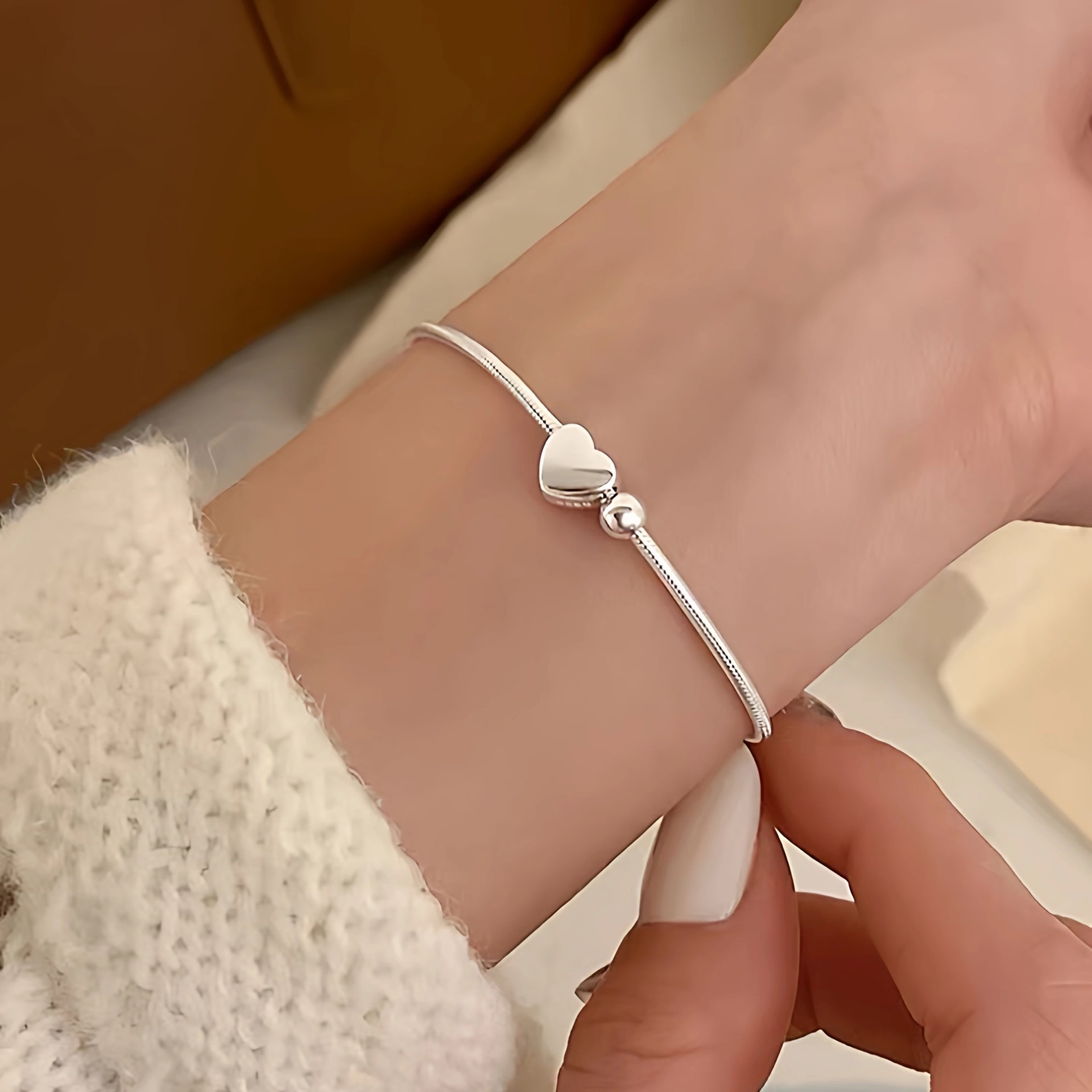 "Pura" Silver 925 Heart Snake chain Bracelet