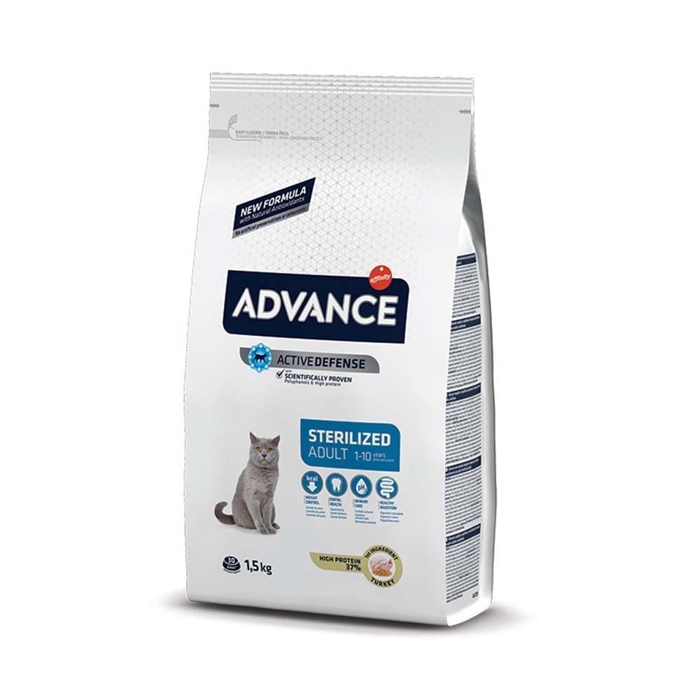 ADVANCE CAT STERILIZED ADULT Ξηρά τροφή για ενήλικες στειρωμένες γάτες, ηλικίας 1-10 ετών με Γαλοπούλα 1,5kg